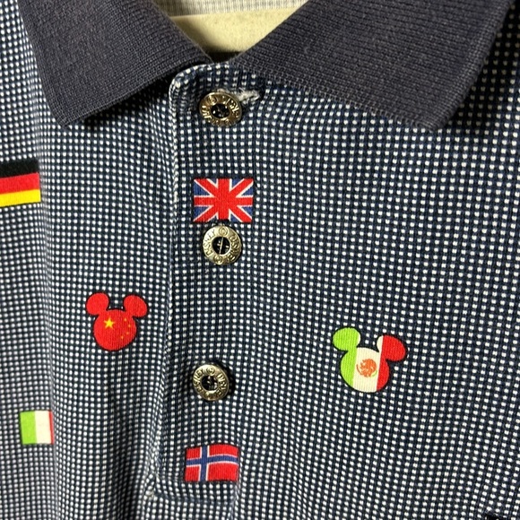 VINTAGE Disney EPCOT Mickey world flags polo size XL 100% Cotton - Picture 11 of 13